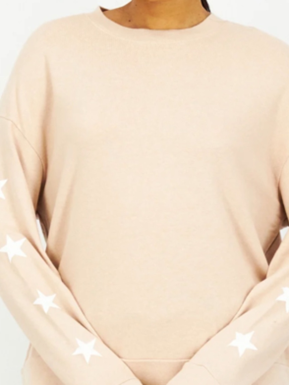 Monrow + Sweatshirt + Beige with Stars + Small